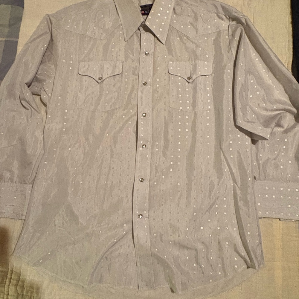 Vintage Silver/Gray Long Sleeve Button Down Shirt by Panhandle Slim